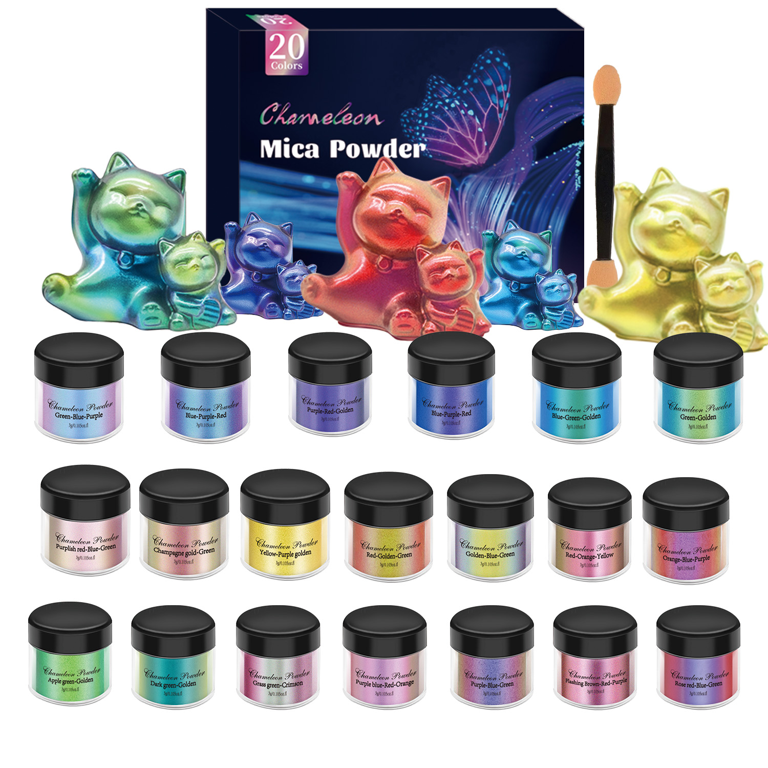 10/20pcs Mirror Chameleons Pig - مراجعة Resin Pigment Set وسعره
