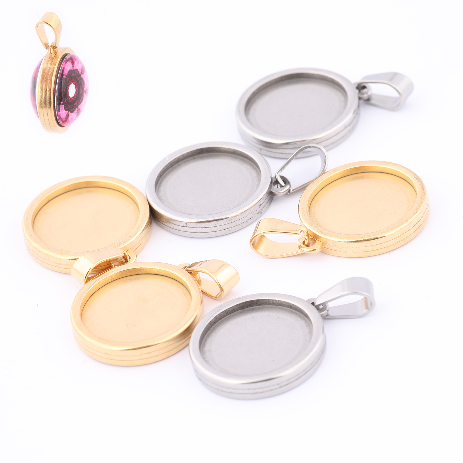5pcs Stainless Steel Gold Plat - مراجعة Bezels Set Pendant وسعره