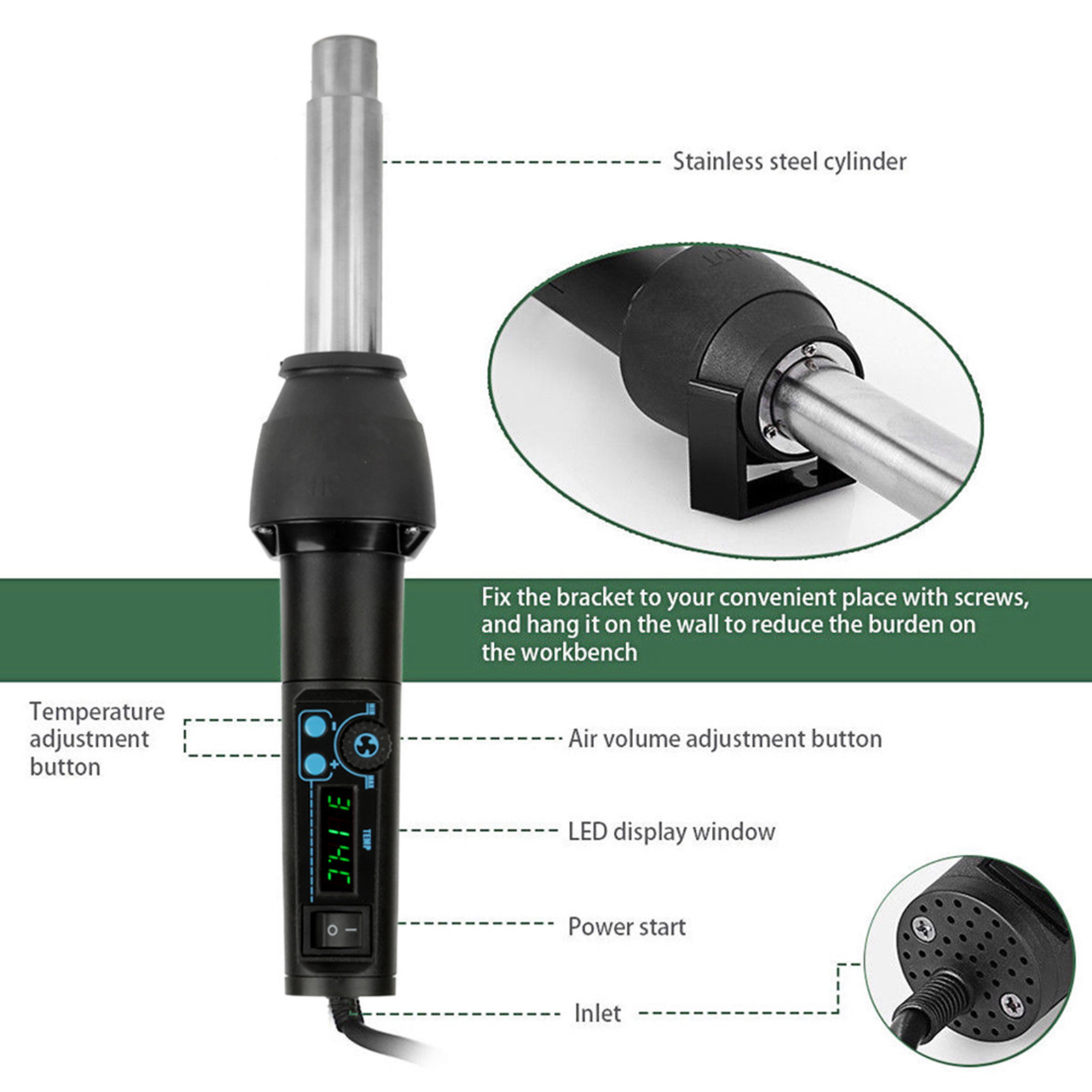 8858‑I / 650W LED Digital Disp - مراجعة Heat Gun Small وسعره
