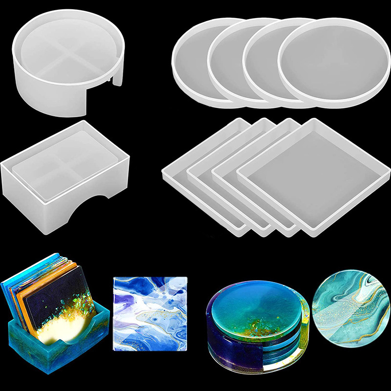 5Pcs/Set DlY Epoxy Resin Cup C - مراجعة Coaster Mold Round وسعره
