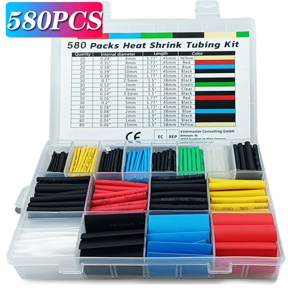 580/530/127PCS Heat Shrink Tub - مراجعة Heat Gun Small وسعره