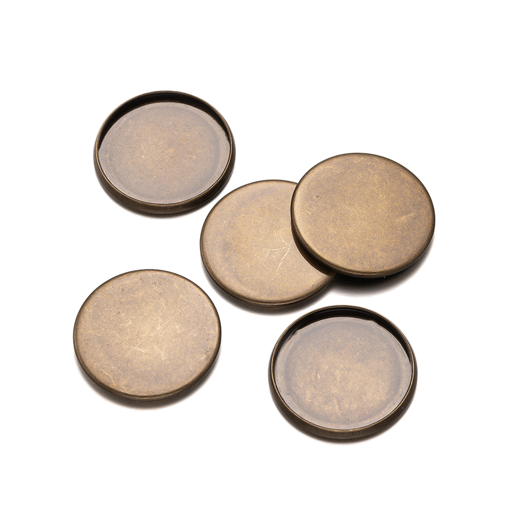 20pcs Antique Bronze Flat Roun - مراجعة Bezels Set Pendant وسعره