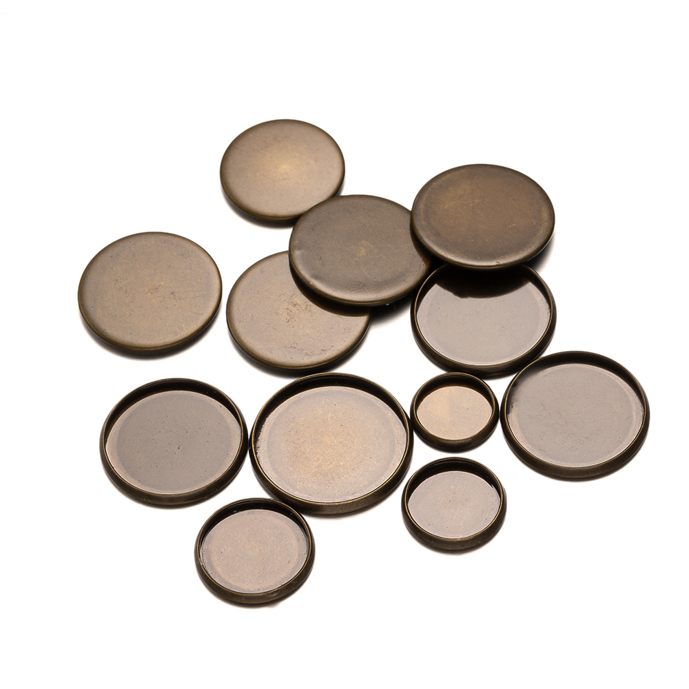 20pcs Antique Bronze Flat Roun - مراجعة Bezels Set Pendant وسعره