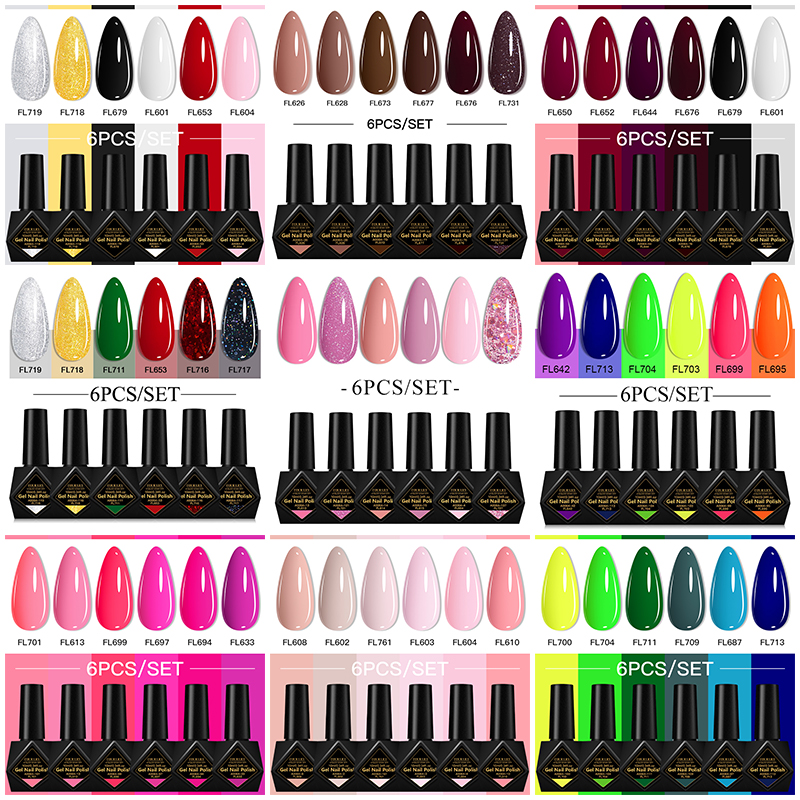 6Pcs/Set 10ML Gel Nail Polish  - مراجعة Resin Glitter Pack وسعره