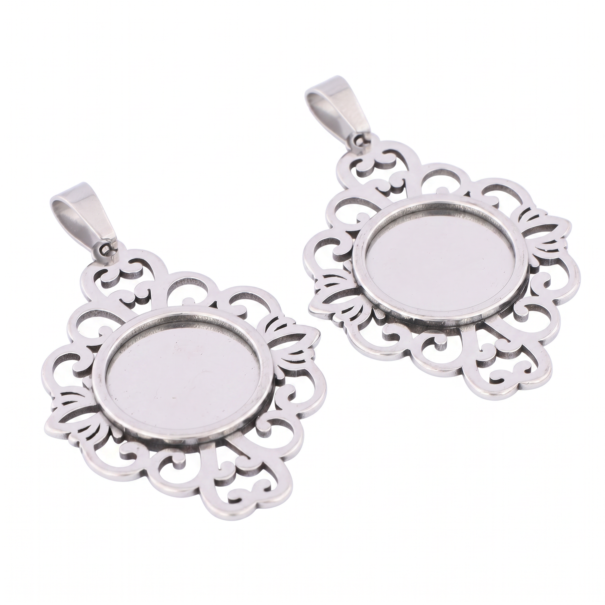 5pcs Stainless Steel Filigree  - مراجعة Bezels Set Pendant وسعره