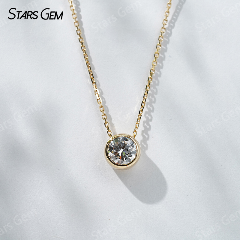 18K Gold 6.4mm 1.0ct Round Bri - مراجعة Bezels Set Pendant وسعره