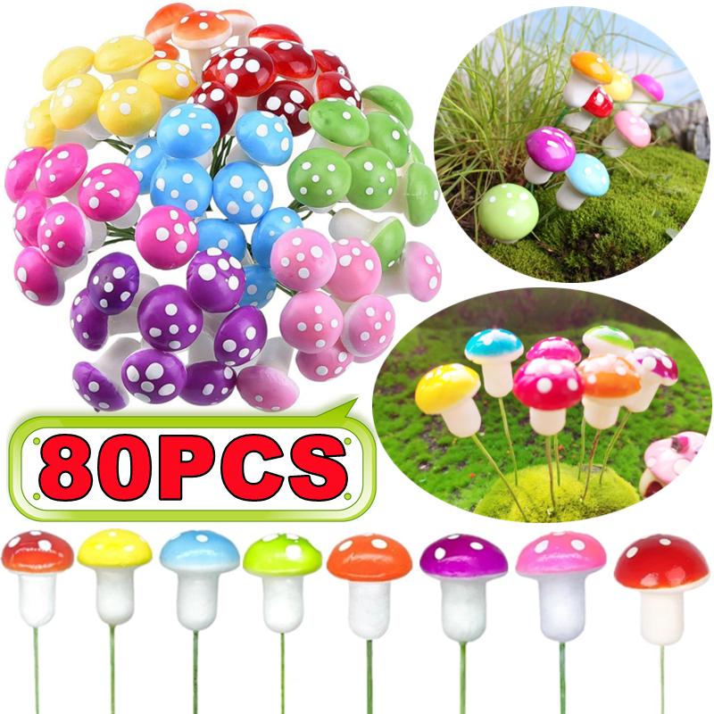 10-80PCS Mini Color Mushroom D - مراجعة Terrarium Moss Art وسعره