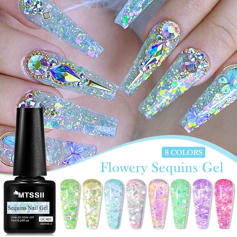 4/8pcs Flowery Sequins Gel Nai - مراجعة Resin Glitter Pack وسعره