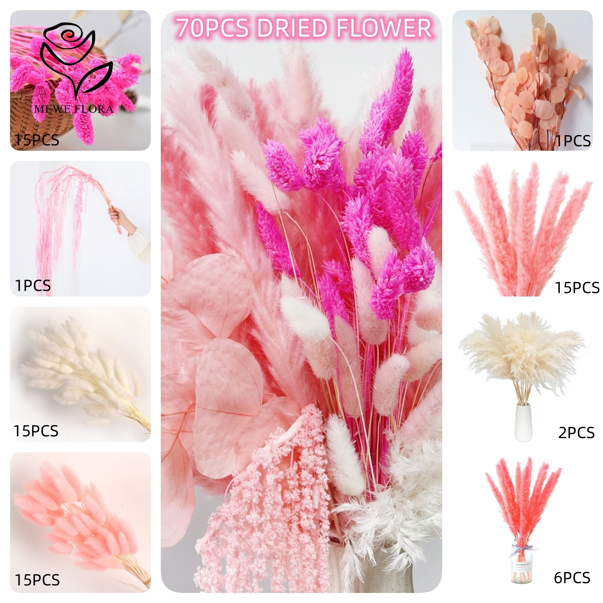 Natural Pampas Pink Dried Flow - مراجعة Dried Flower Bulk وسعره