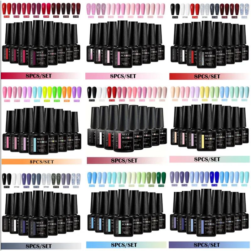 8pcs Gel Nail Polish Set HEMA  - مراجعة Resin Glitter Pack وسعره