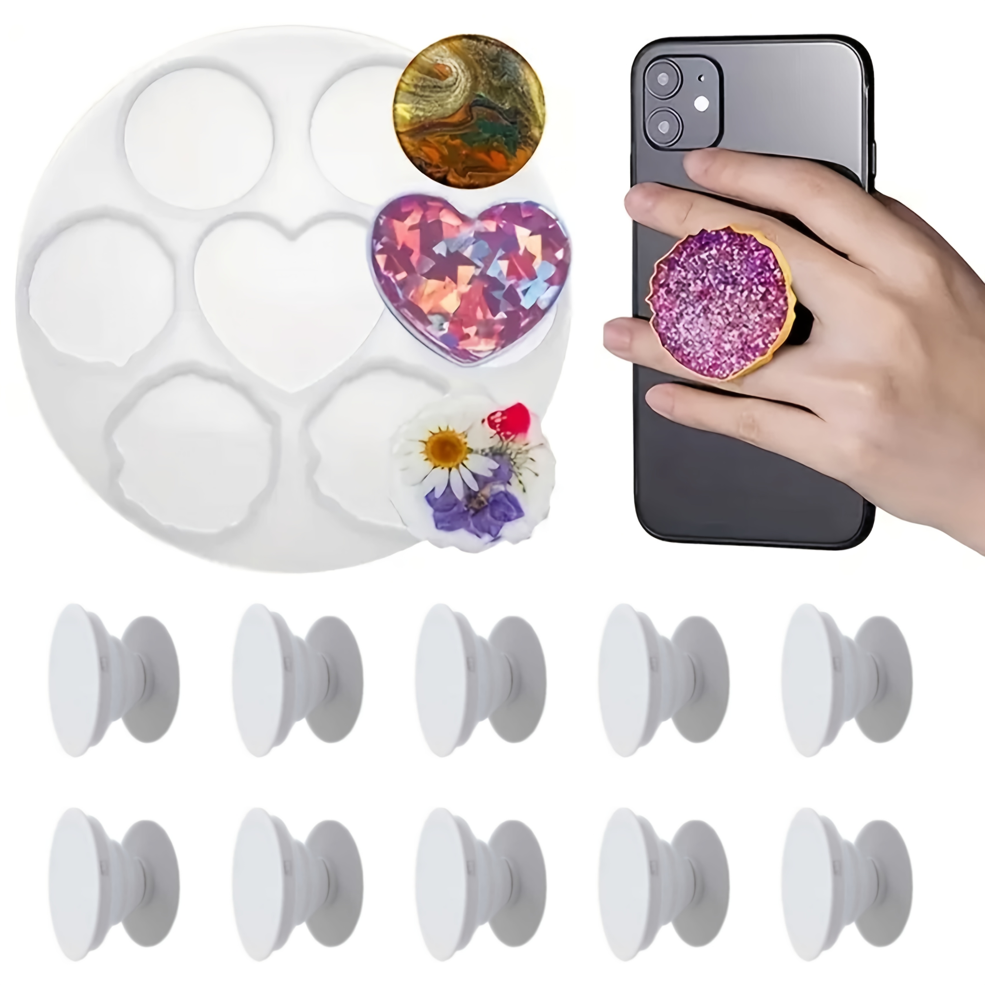 11Pcs, Irregular Phone Holder  - مراجعة Coaster Mold Round وسعره