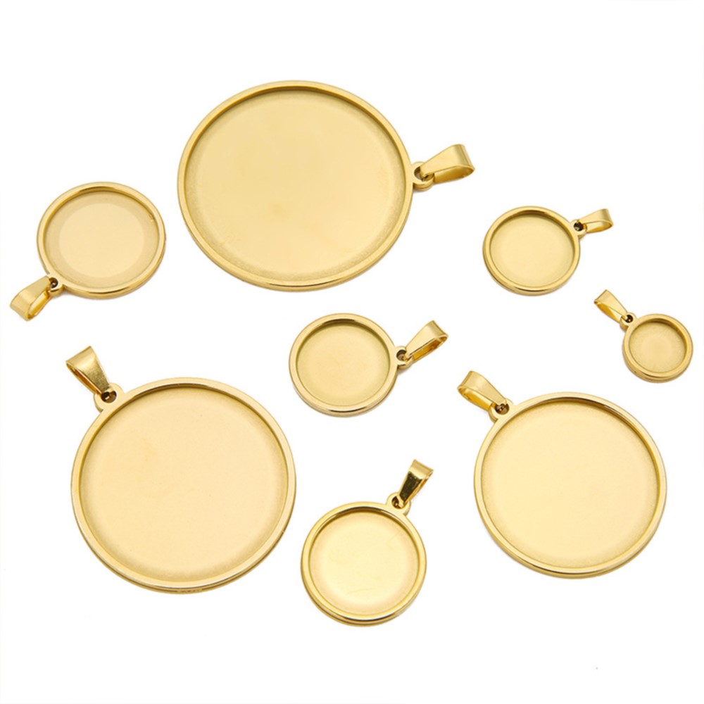 5Pcs/Lot Stainless Steel Round - مراجعة Bezels Set Pendant وسعره