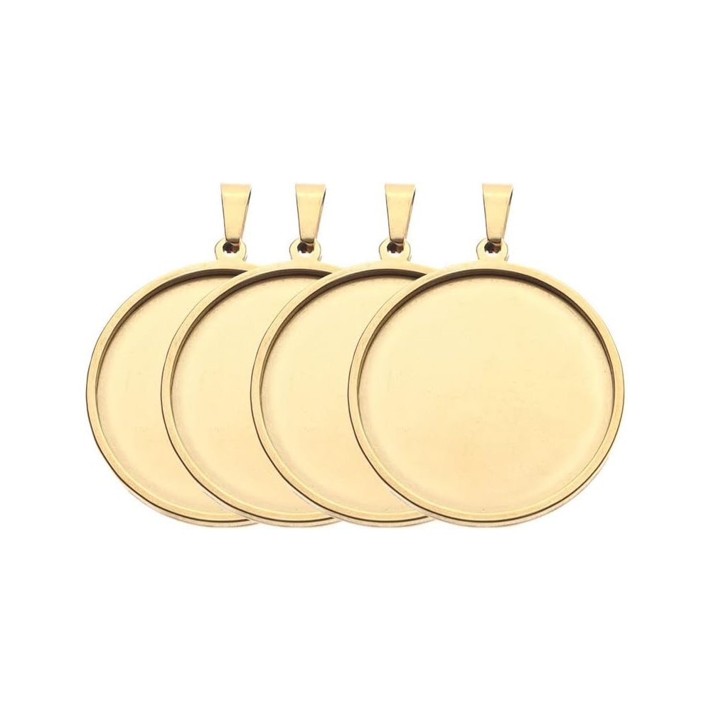5Pcs/Lot Stainless Steel Round - مراجعة Bezels Set Pendant وسعره