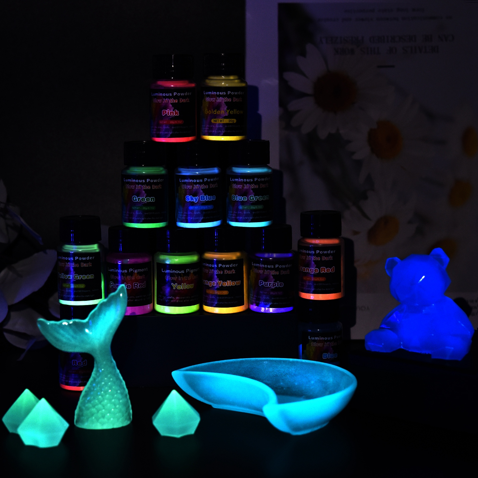 20g Luminous Glitter Powder Ph - مراجعة Resin Pigment Set وسعره