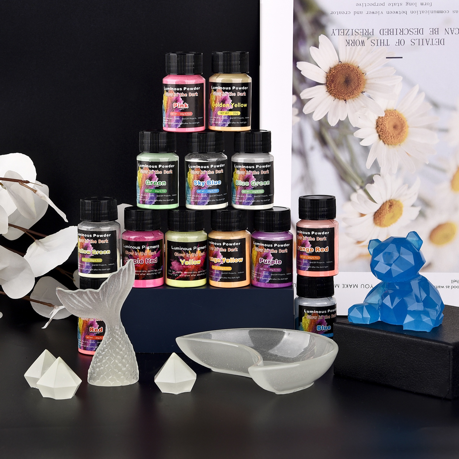 20g Luminous Glitter Powder Ph - مراجعة Resin Pigment Set وسعره