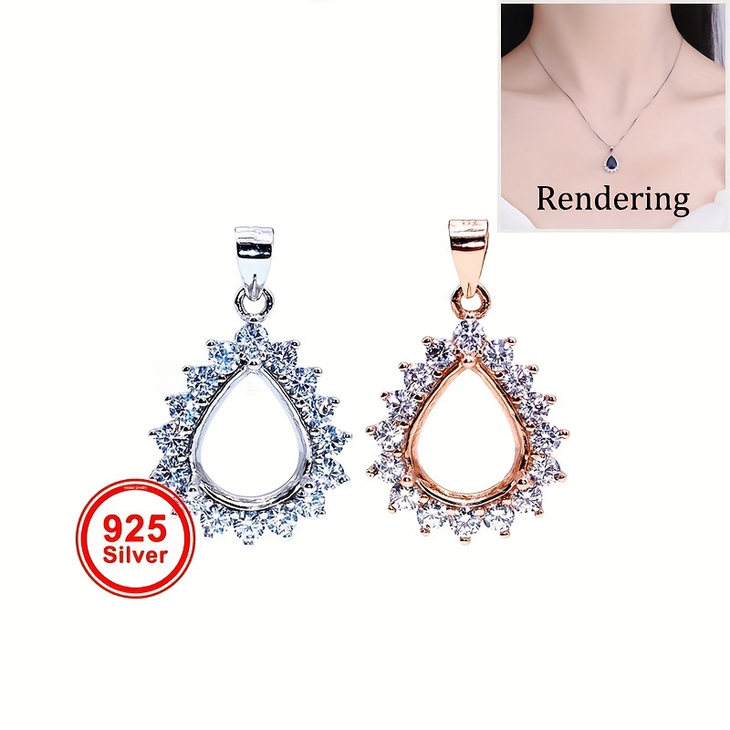 1pc Rose Golden Silvery Tear D - مراجعة Bezels Set Pendant وسعره