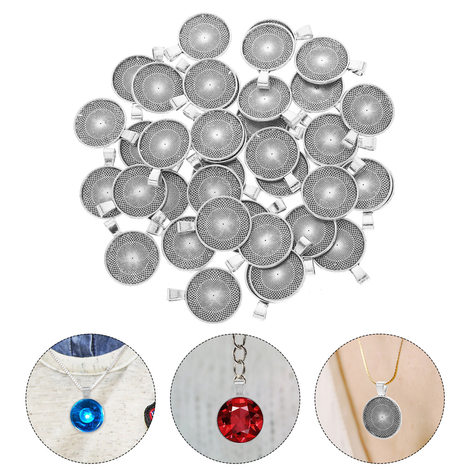 40Pcs Round Pendant Trays Flat - مراجعة Resin Craft Supplies وسعره