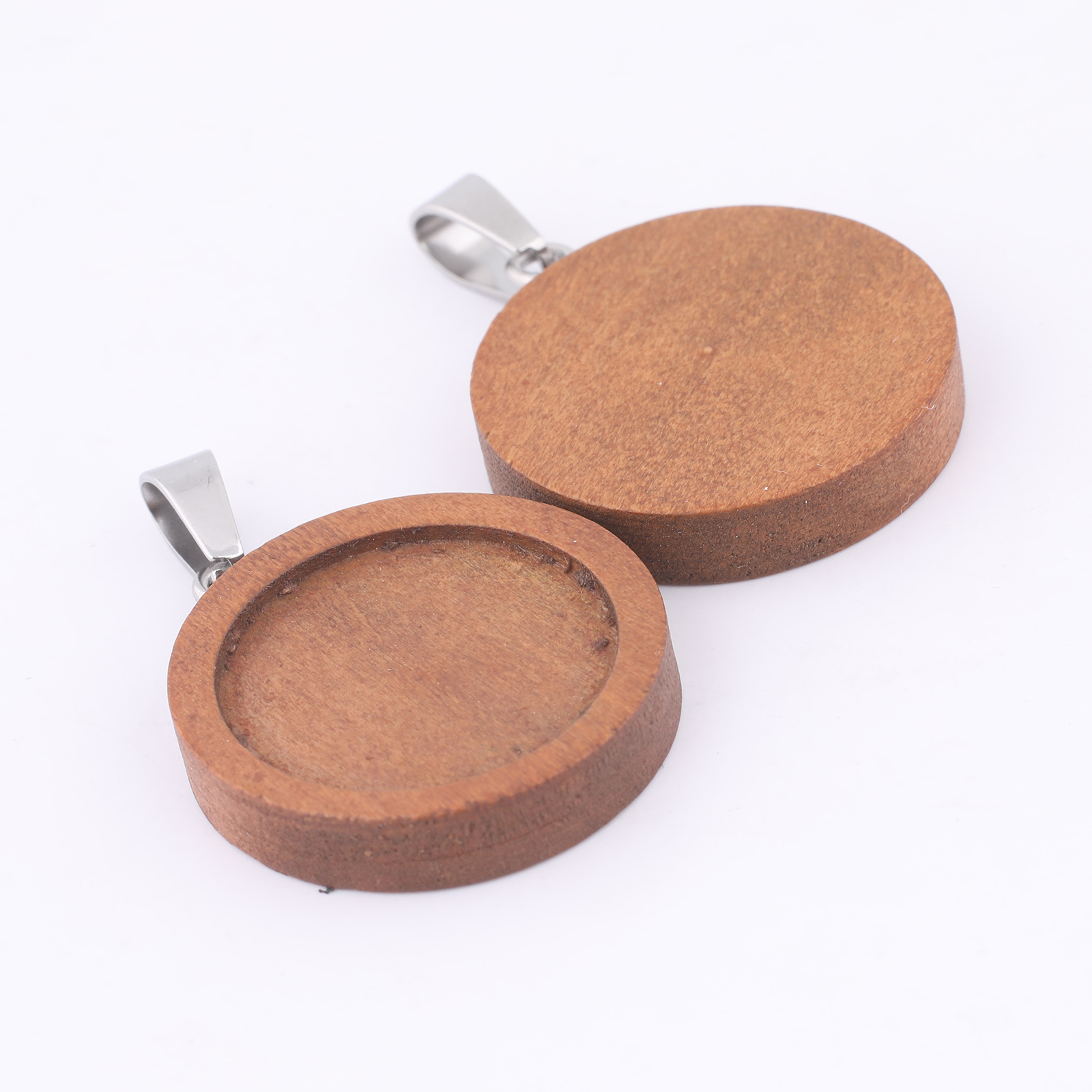 10pcs 20mm Round Wood Cabochon - مراجعة Bezels Set Pendant وسعره