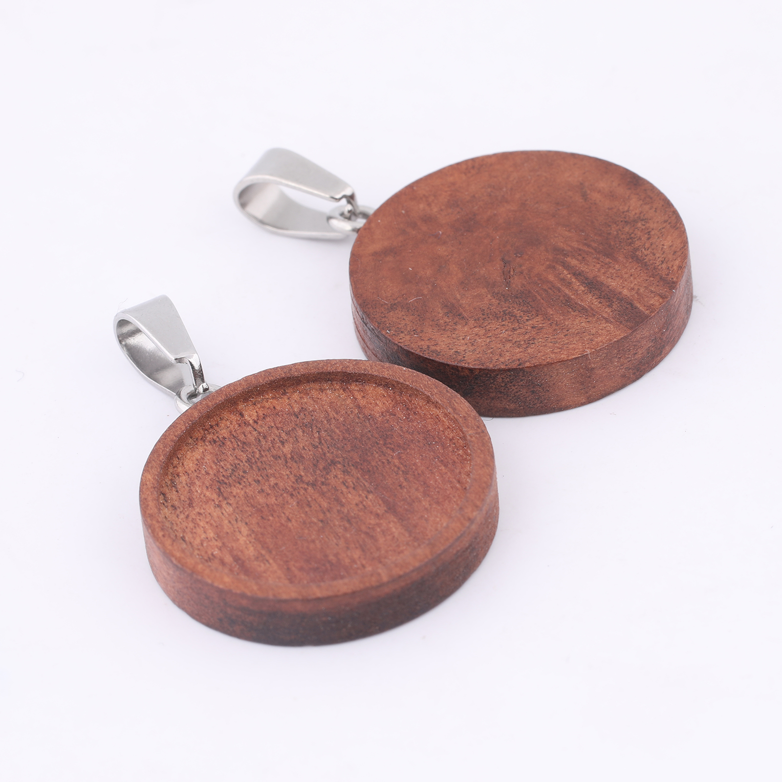 10pcs 20mm Round Wood Cabochon - مراجعة Bezels Set Pendant وسعره