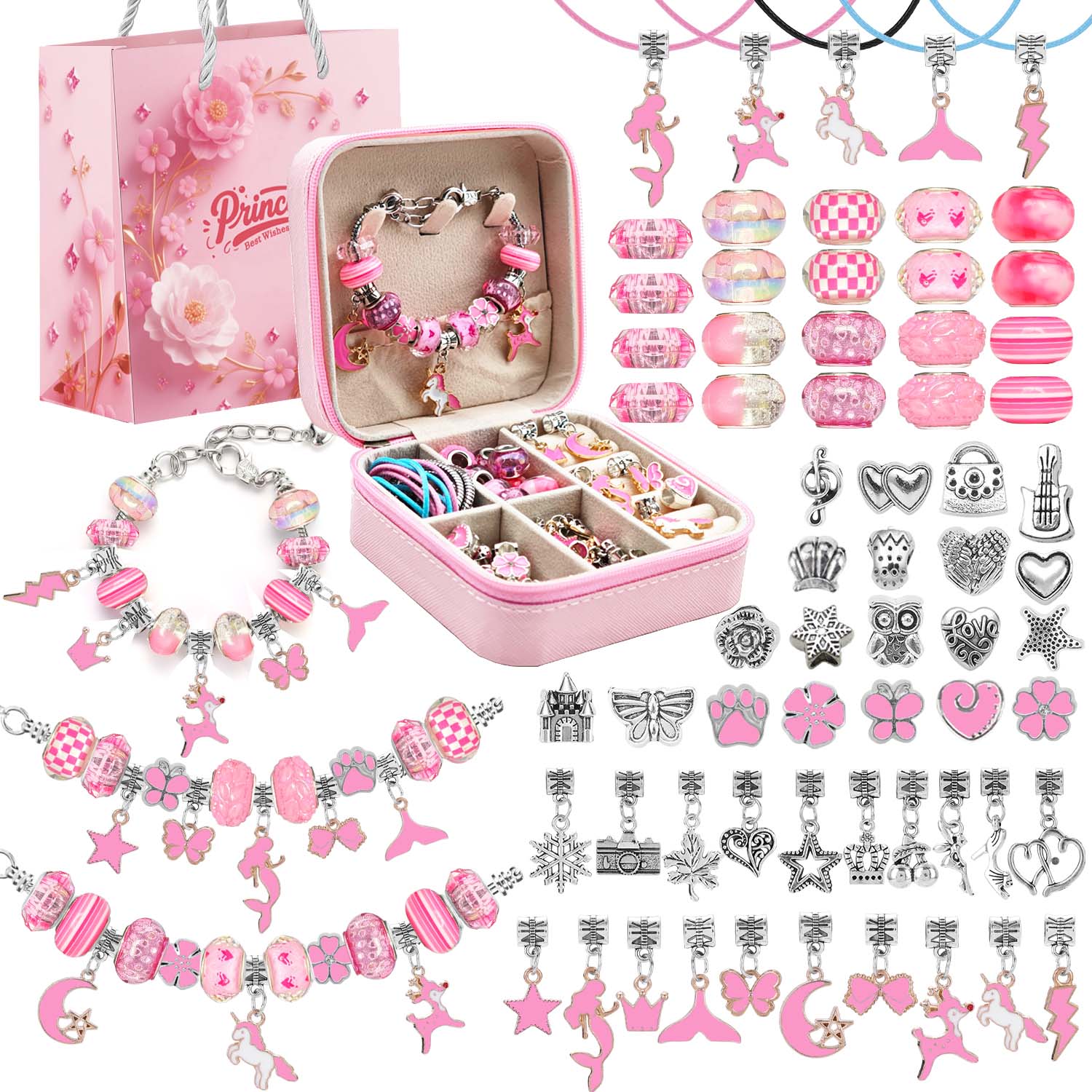 68pcs pink beaded jewelry set, - مراجعة Resin Jewelry Kit وسعره
