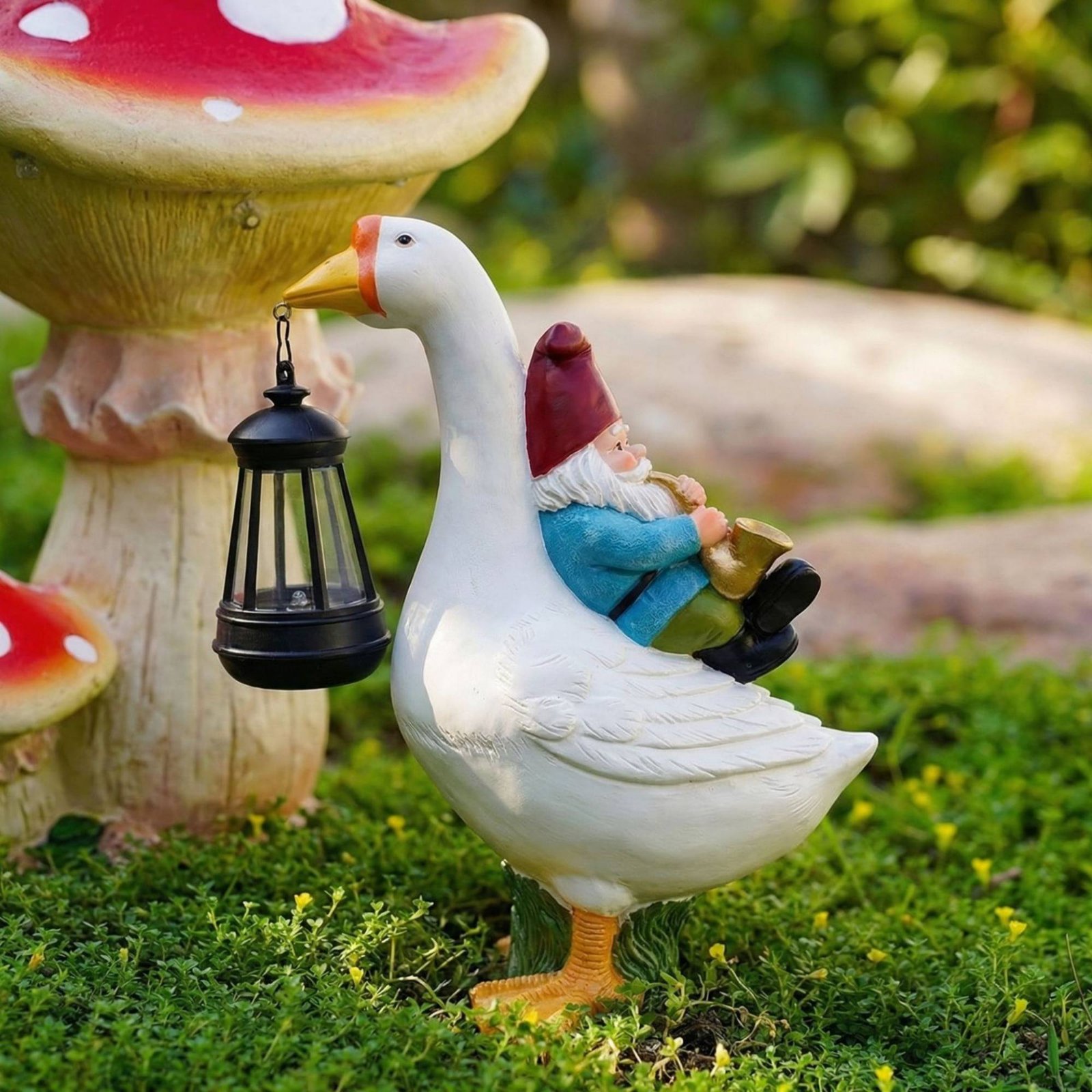 Gnome Riding Goose Statue Weat - مراجعة Crafting Resin وسعره