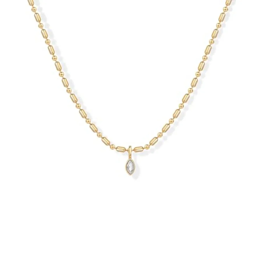 14K Gold Plated Dainty Tube Ba - مراجعة Bezels Set Pendant وسعره