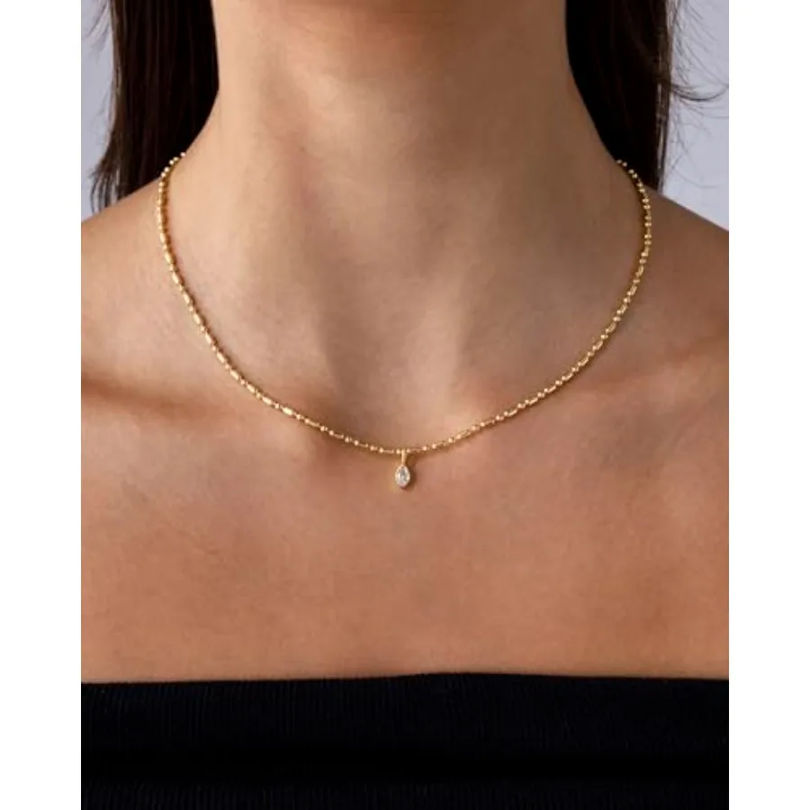 14K Gold Plated Dainty Tube Ba - مراجعة Bezels Set Pendant وسعره