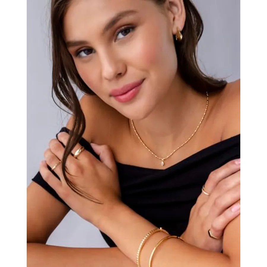 14K Gold Plated Dainty Tube Ba - مراجعة Bezels Set Pendant وسعره